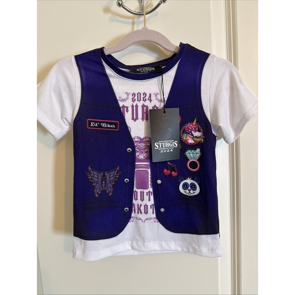 Toddler Sturgis 2024 Branded Purple T Shirt Sz 2-3 Biker Baby New